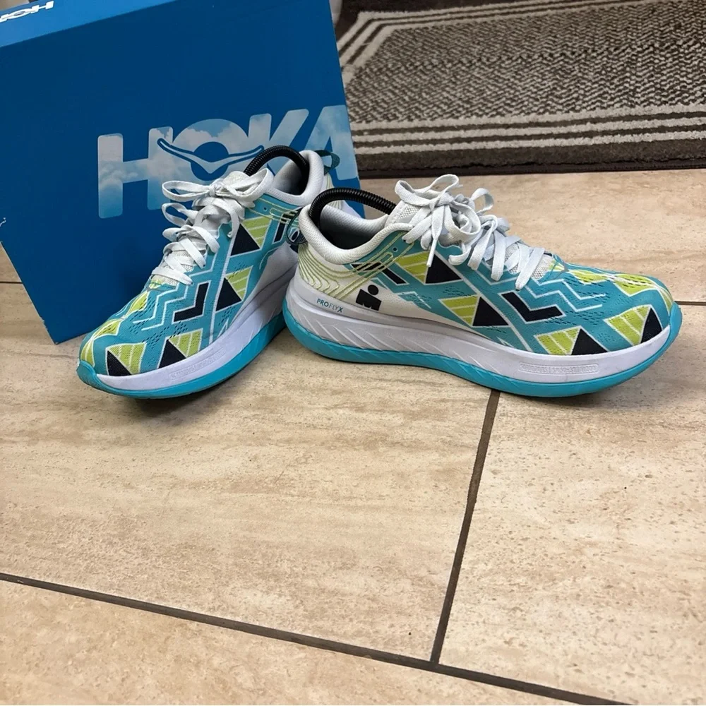 Hoka One One Men’s Ironman Kona Carbon X Sea Blue/White Womens Size 10 - Picture 3 of 16